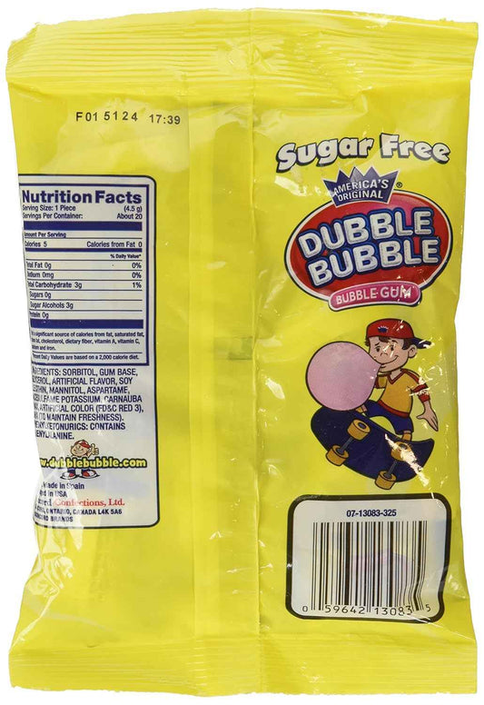 Dubble Bubble Sugar Free Gum - Nostalgic Stocking Stuffer and Holiday Party Favor for Adults and Kids, 3.25 oz