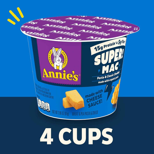 Annie's Super! Mac Cheddar Cups – Break Room Pantry Staple for College Dorms and Offices