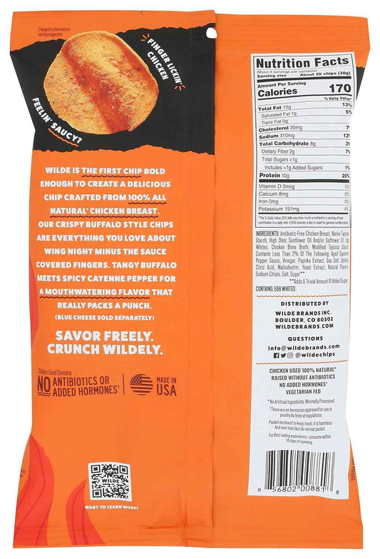 Wilde Snacks Protein Chips Buffalo 4oz – Shelf-Stable Desk Snack to Beat the 3pm Energy Slump