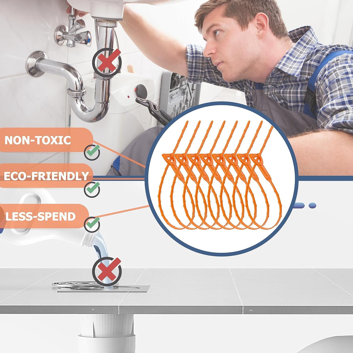 Drain Snake – 25 Inch Simple Drain Tool for Clutter Free Home Essentials