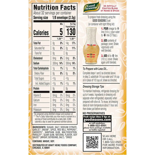 Good Seasons Italian Dressing Mix – Backyard Grilling Marinade Seasoning for Chicken and Vegetables, 4 ct Packets