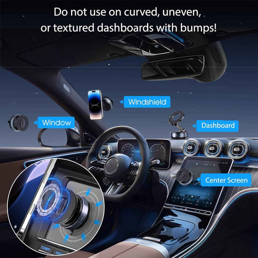 Vacuum Magnetic Suction Phone Holder – Sleek Black Magnetic Phone Stand for Clean Modern Spaces, Black