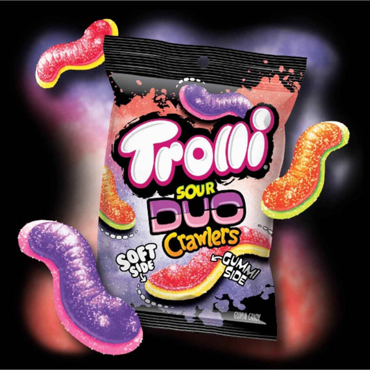 Trolli Sour Brite Duo Crawlers Gummy Worms – Parent-Approved Chewy Candy for Kids Lunchboxes, Snack Drawers, and Road Trips