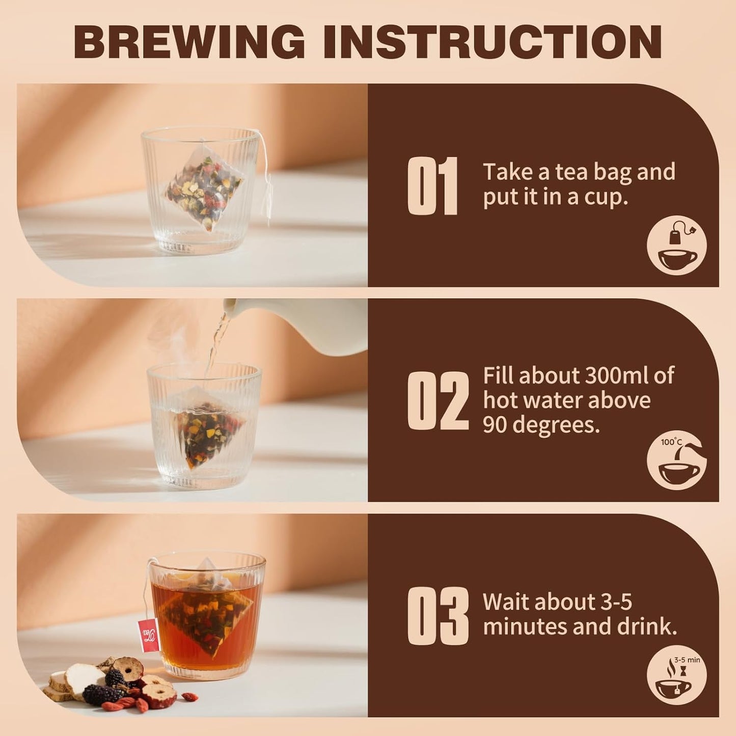 Eight Treasures Ginseng Herbal Tea – Steady-Energy Office Desk Brew for Night Shift and Afternoon Focus, 30 Bags