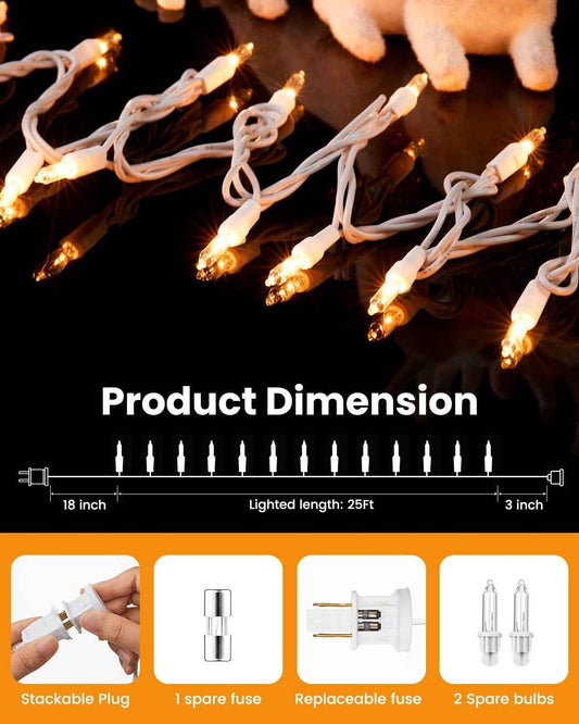 Minetom Waterproof String Lights – Patio & Balcony Railing Decor, IP44 Outdoor Rated