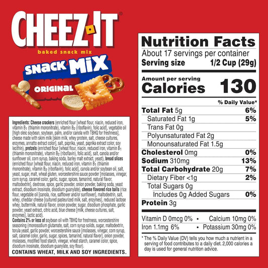 Cheez-It Snack Mix, Patio and Game Day Snack Mix for Outdoor Hosting, Original, 17.8oz Box