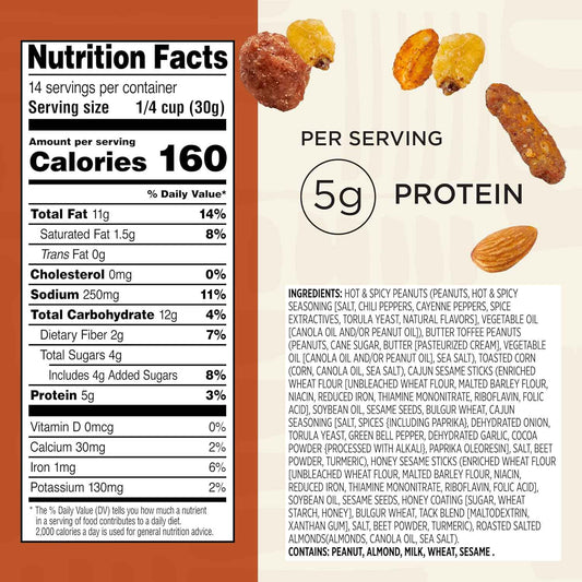 Snak Club Cajun Snack Mix – Office Desk Protein Snack for Focused Workdays and Mid Afternoon Energy, 15 oz Resealable Pouch