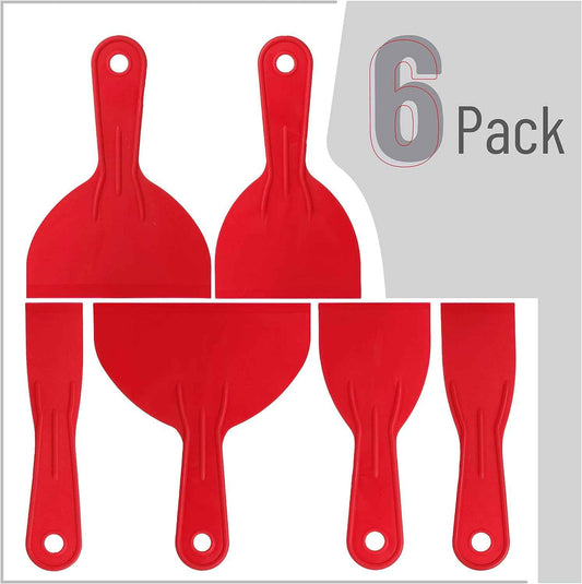 Bates 6 Pack Plastic Putty Knife Set - Streamlined Repair Tools for Intentional Living, Clean-Line Scraper