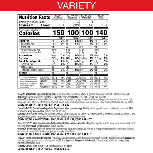 Cheez-It Cheese Crackers, Baked Snack Crackers, Care Package Snack for Students and Military Care, 17.72oz Box (20 Pouches)
