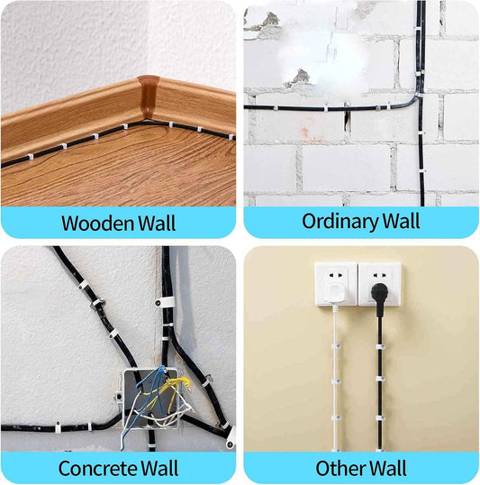 Cable Clips – Child-Safe Wall Wire Management for Hallways and Baseboards, 4mm 6mm 8mm 10mm Steel Nail Cord Holders