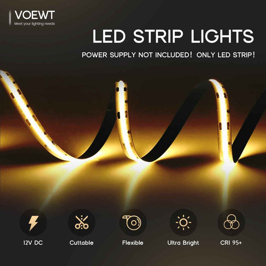 LuminStyle COB LED Strip Light for DIY Home Projects, Cuttable 1-Inch High CRI Tape