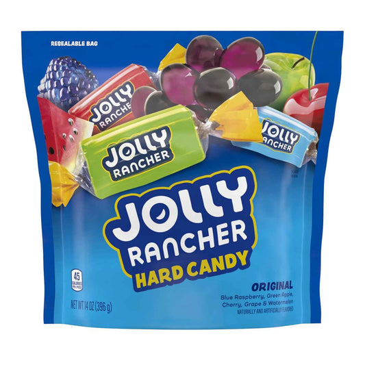 JOLLY RANCHER Assorted Fruit Hard Candy Resealable Bag, Nostalgic Stocking Stuffer and Holiday Candy Dish Gift, 14 oz