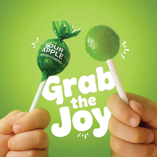 Sour Apple Mini Lollipops – Individually Wrapped Green Suckers, 65 Count Festive Party Favor for Valentine's Day, St. Patrick's Day & Christmas Stocking Stuffers
