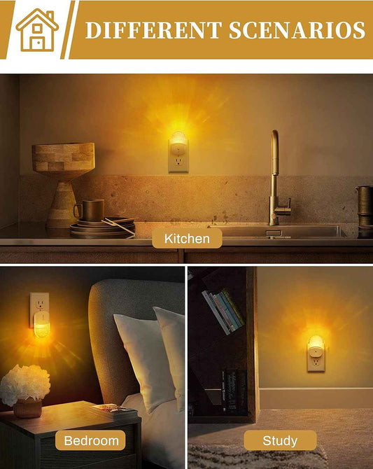 LuminGlow Bubble Night Light – Nursery and Kids Room Sleep Light, 1800K Amber LED 2-Pack