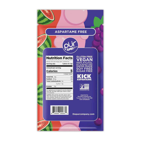 PUR Jumbo Gum | Stocking Stuffer & Easter Basket Gift for Health-Conscious Adults | Pack of 3 Xylitol Gum