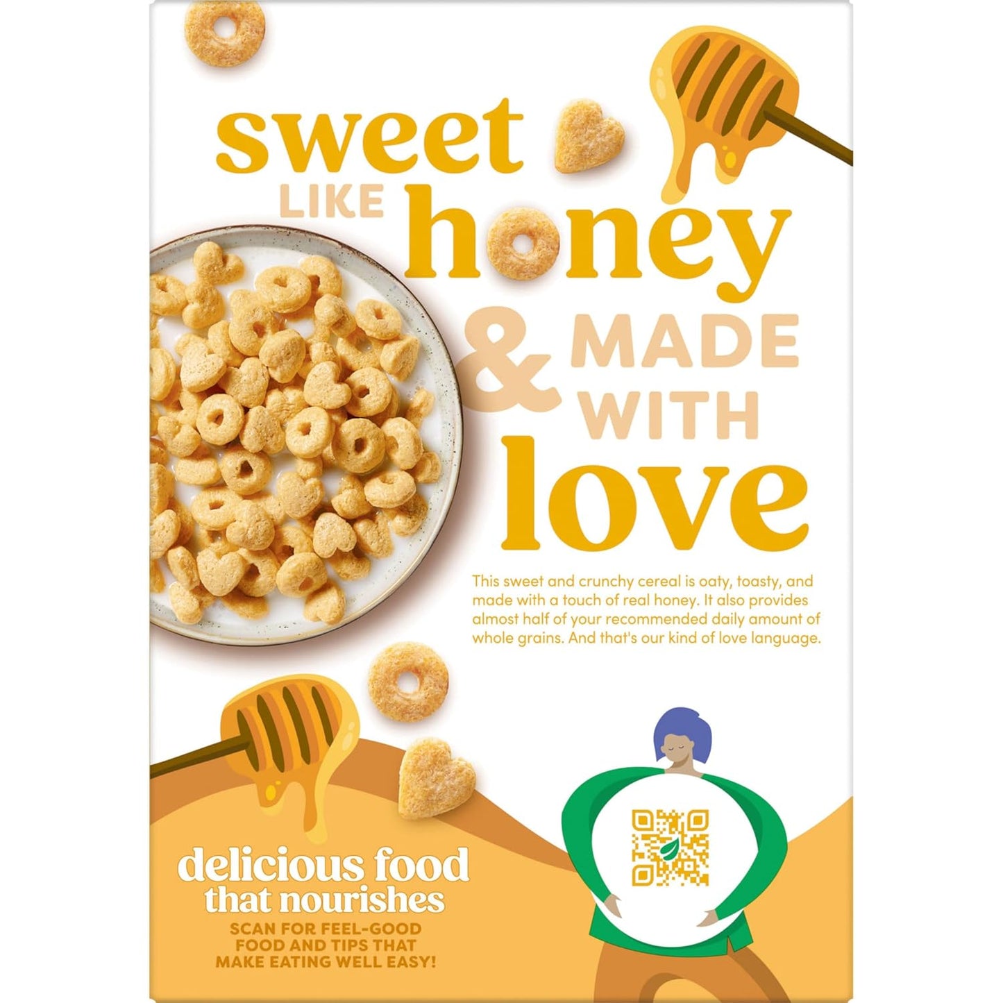 Kashi Organic Honey Toasted Cereal – Fun Heart & O Shapes for Kids' Breakfast Bowl, 13.6oz Box