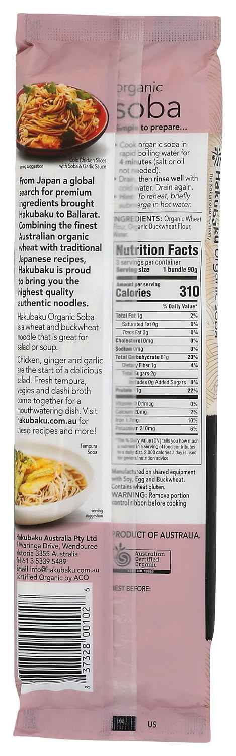 Hakubaku Organic Soba Noodles – Low-Sodium Pantry Staple for Heart-Healthy Home Cooking