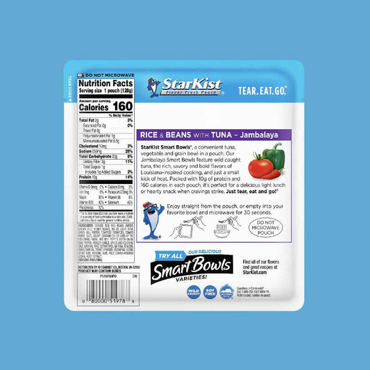 StarKist Smart Bowls Tuna Rice and Beans Jambalaya 4.5 oz Pouch – Lean Protein Post Workout Meal for Gym Bag and Recovery Days