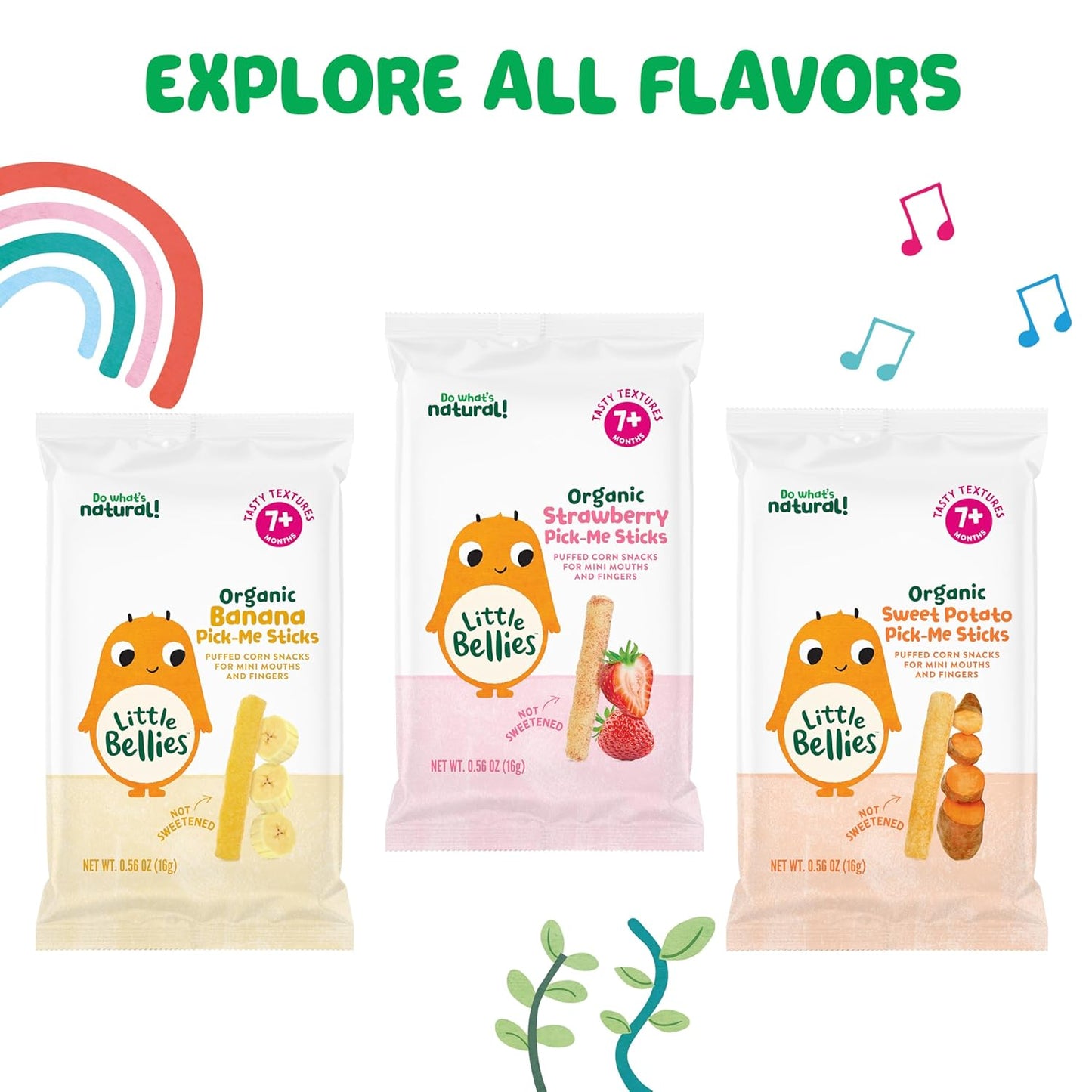 Little Bellies Organic Strawberry Pick-Me Sticks – Choking-Safe Soft Melt Texture for Self-Feeders