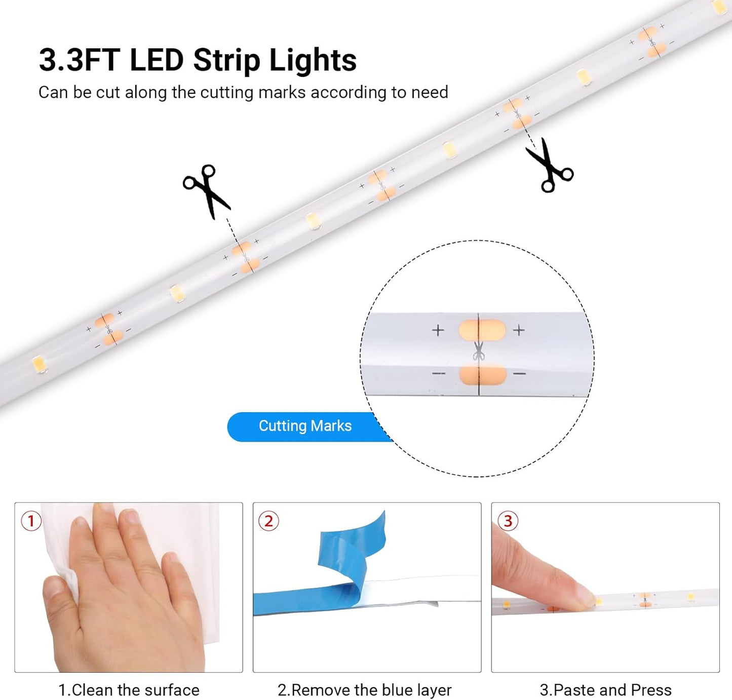 LumifyHome 3.3FT LED Strip Light – Living Room Aesthetic Glow for Shelves, TV Backlight, and Vanity