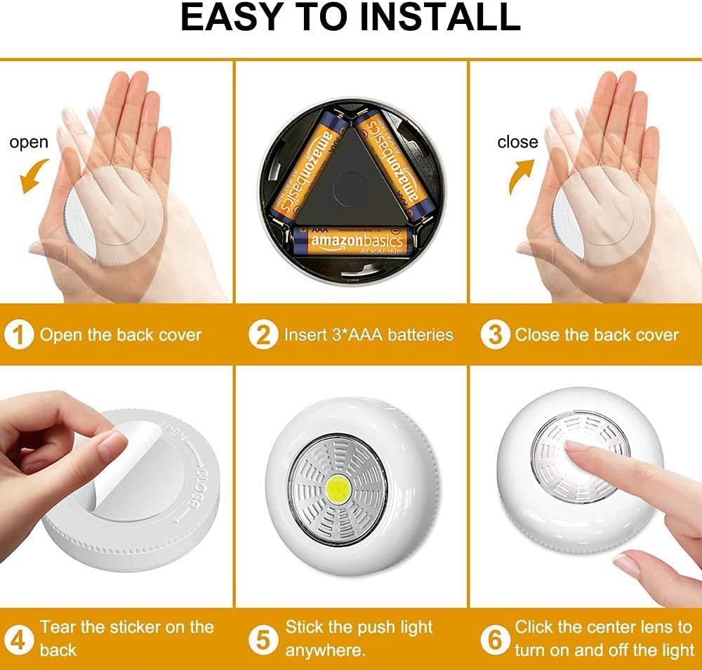 LuminAura LED Puck Lights – Clutter-Free Under-Cabinet Task Light, No-Wiring Minimalist Upgrade