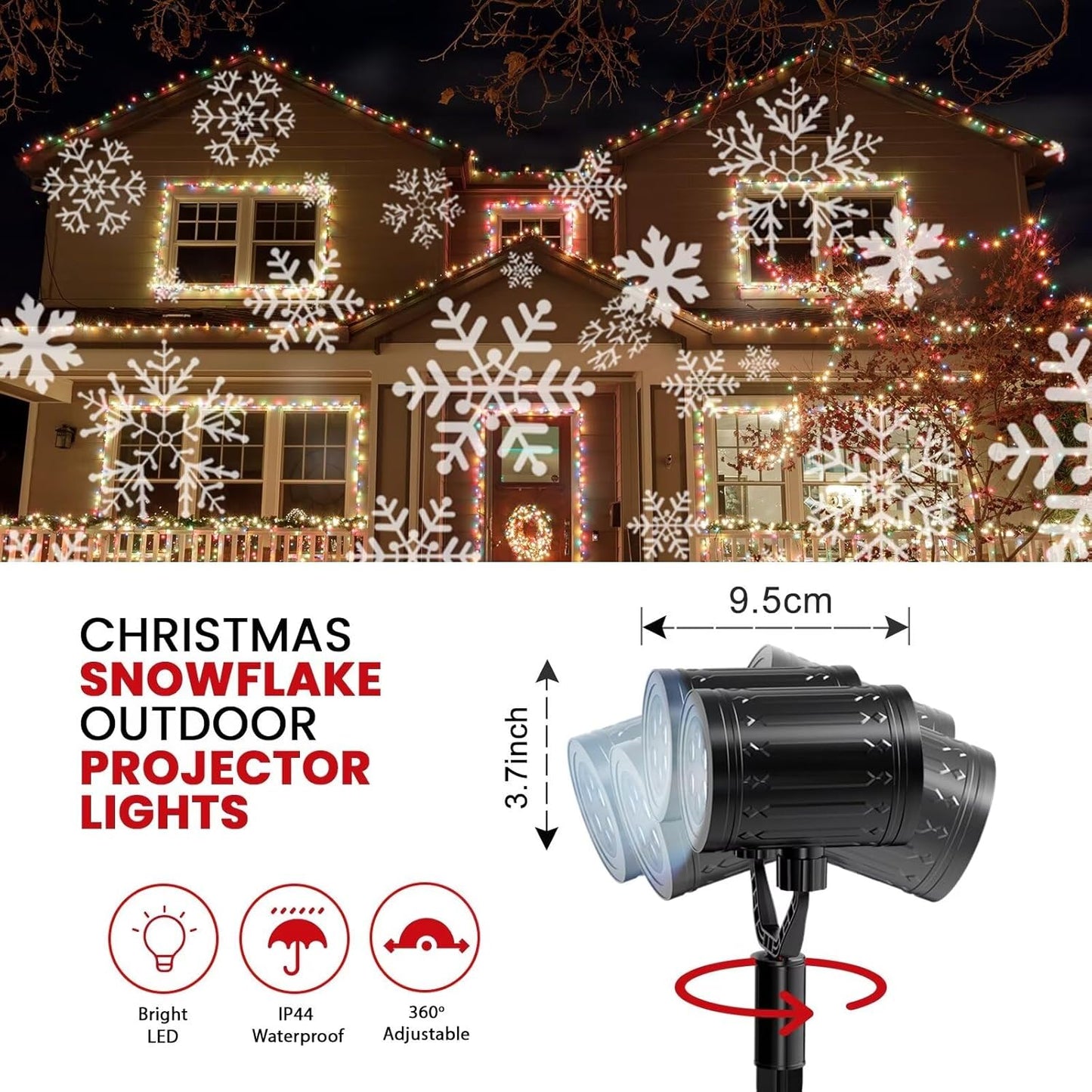 LUMINOUS Winters Night Snowflake Projector – Bedroom Ambient Light, Cozy Winter Aesthetic Accent