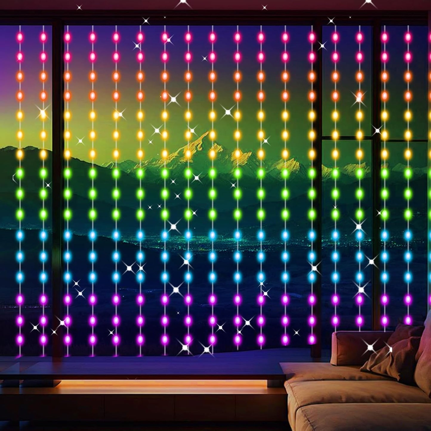 LuminVue Smart Curtain Lights – Thoughtful Birthday Gift for Her, App Controlled RGB Bedroom Decor 8x6ft