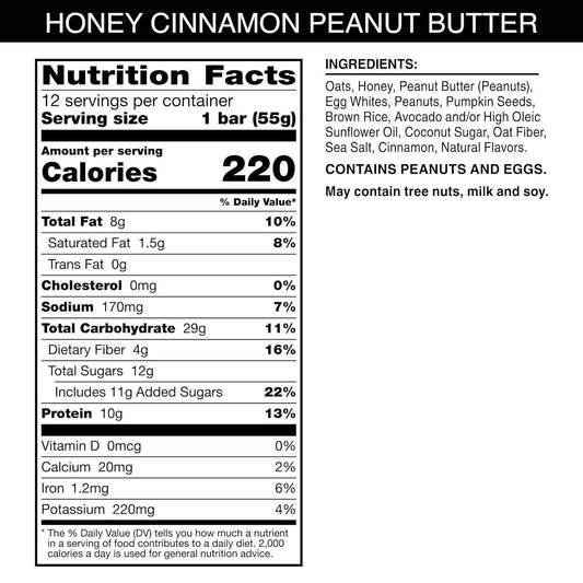 RXBAR Nut Butter and Oat Protein Bars – Quick Home Office Snack to Beat the 3PM Slump, Honey Cinnamon 12-Count Box