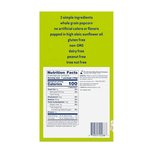 SkinnyPop Popcorn – Simple Three Ingredient Snack for Minimalist Pantries, 6ct