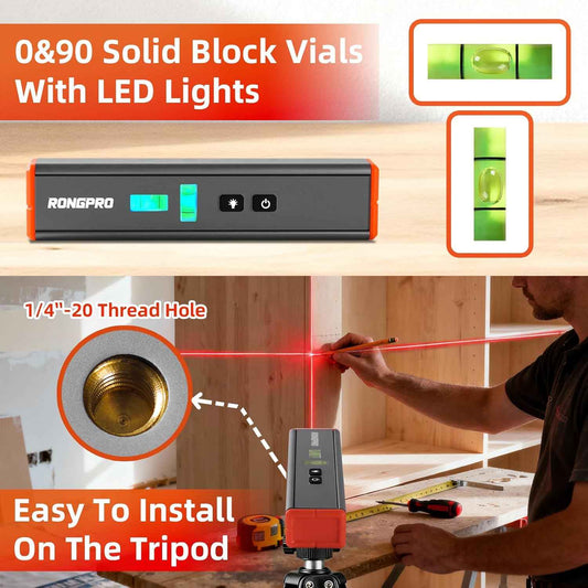 LazerLevel Minimalist Two Tools in One Laser Level for Intentional Spaces and Clutter Free Tool Drawers
