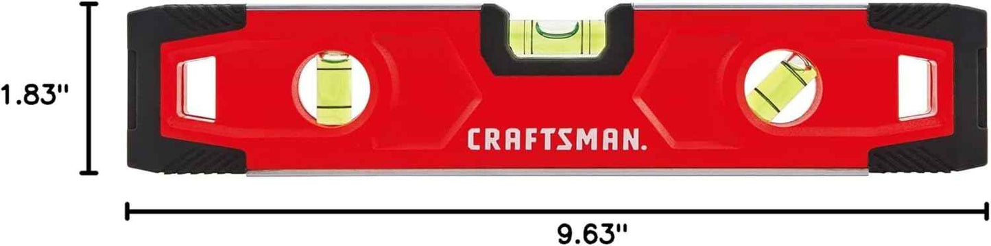CRAFTSMAN Torpedo Level, Magnetic, 9 inch – Minimalist Three-Vial Design in a Single Pocket Tool