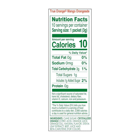 True Citrus Mango Orangeade Stevia Water Flavoring - 10 Calorie Sugar Conscious Beverage for Clean Eating Lifestyles