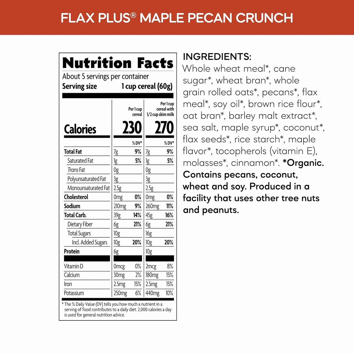 Nature's Path Organic Flax Plus Maple Pecan Crunch Cereal – Quick Desk-Side Snack for Focused Workdays
