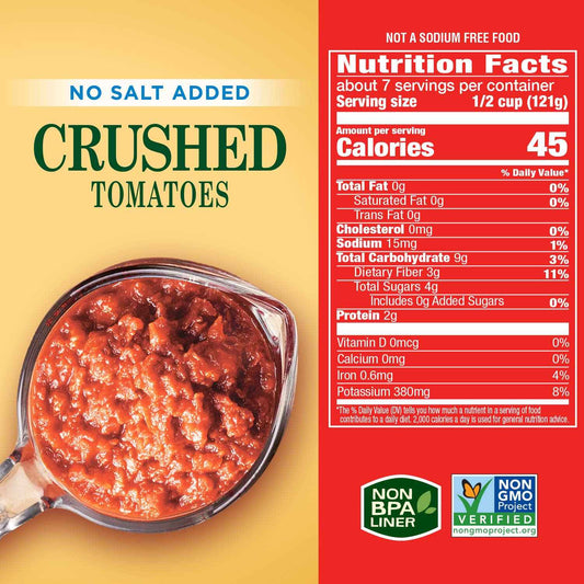 Hunt's Crushed Tomatoes No Salt Added – Ready-to-Use Sauce Base for Quick Weeknight Dinner Prep, 28 oz