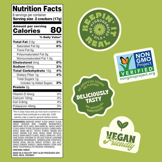 Back to Nature Multigrain Flax Seeded Flatbread Crackers – Wholesome Office Desk Drawer Snack for Health-Conscious Adults