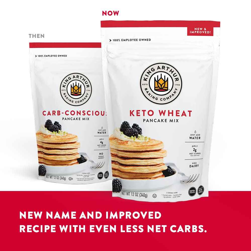 King Arthur Keto Wheat Pancake Mix - Family-Safe Low-Carb Breakfast for Picky Eaters, Non-GMO and Kosher Pancakes