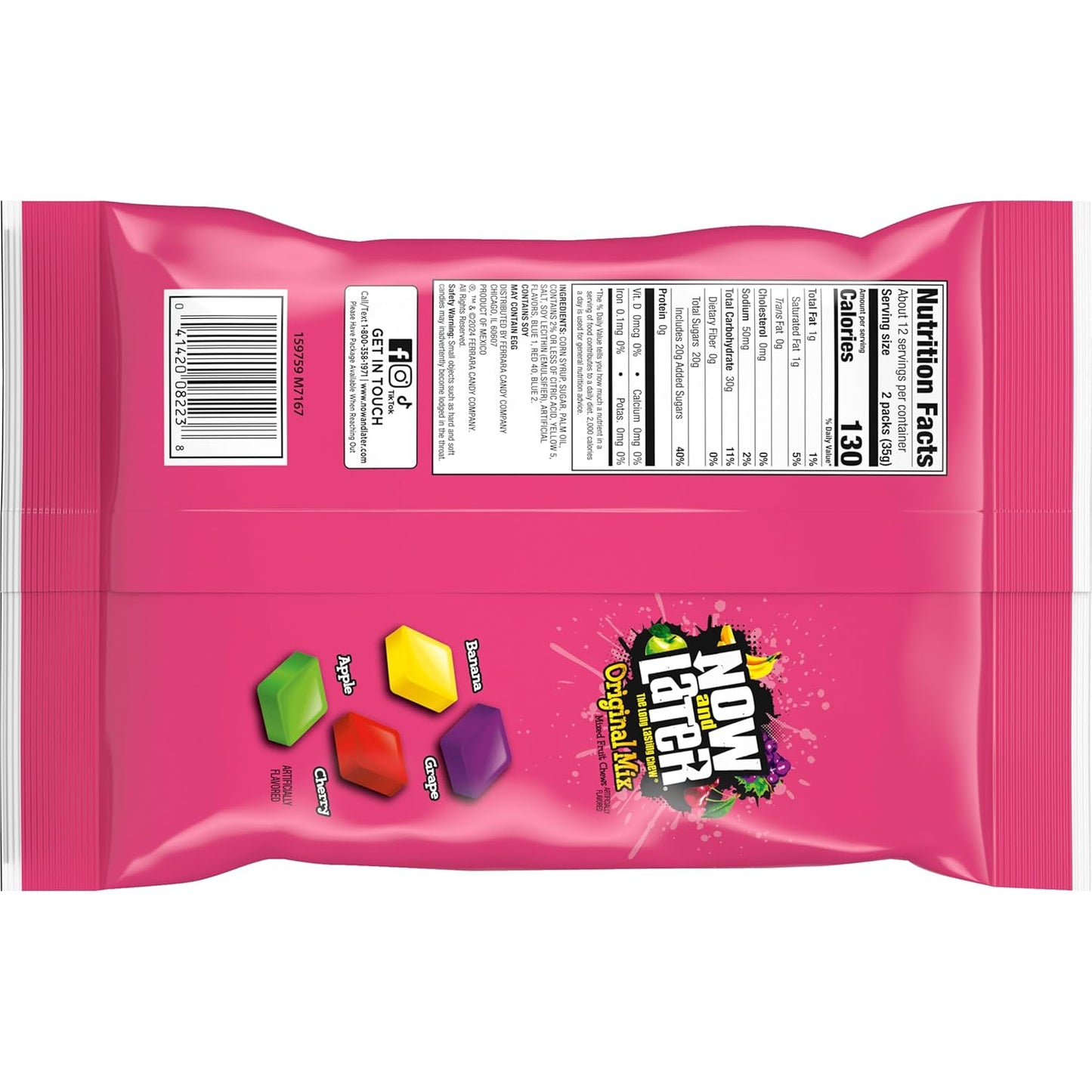 Now and Later Candy, Original Chewy Mix – Portable Individually Wrapped Snack for Camping Trips and Picnic Baskets