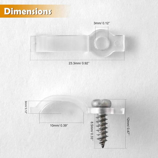 LuminEdge Strip Light Fixing Clips – Living Room Cove and Shelf LED Mounting Hardware, 100 Clear Brackets