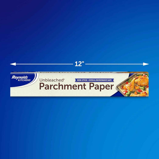 Reynolds Kitchens Unbleached Parchment Paper Roll for Clean-Eating Home Bakers, Chlorine-Free Baking Liner for Healthy Sheet-Pan Dinners