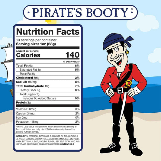 Pirate's Booty Aged White Cheddar Cheese Puffs – Safe Car Ride Snack for Kids, No Artificial Colors and Gluten-Free