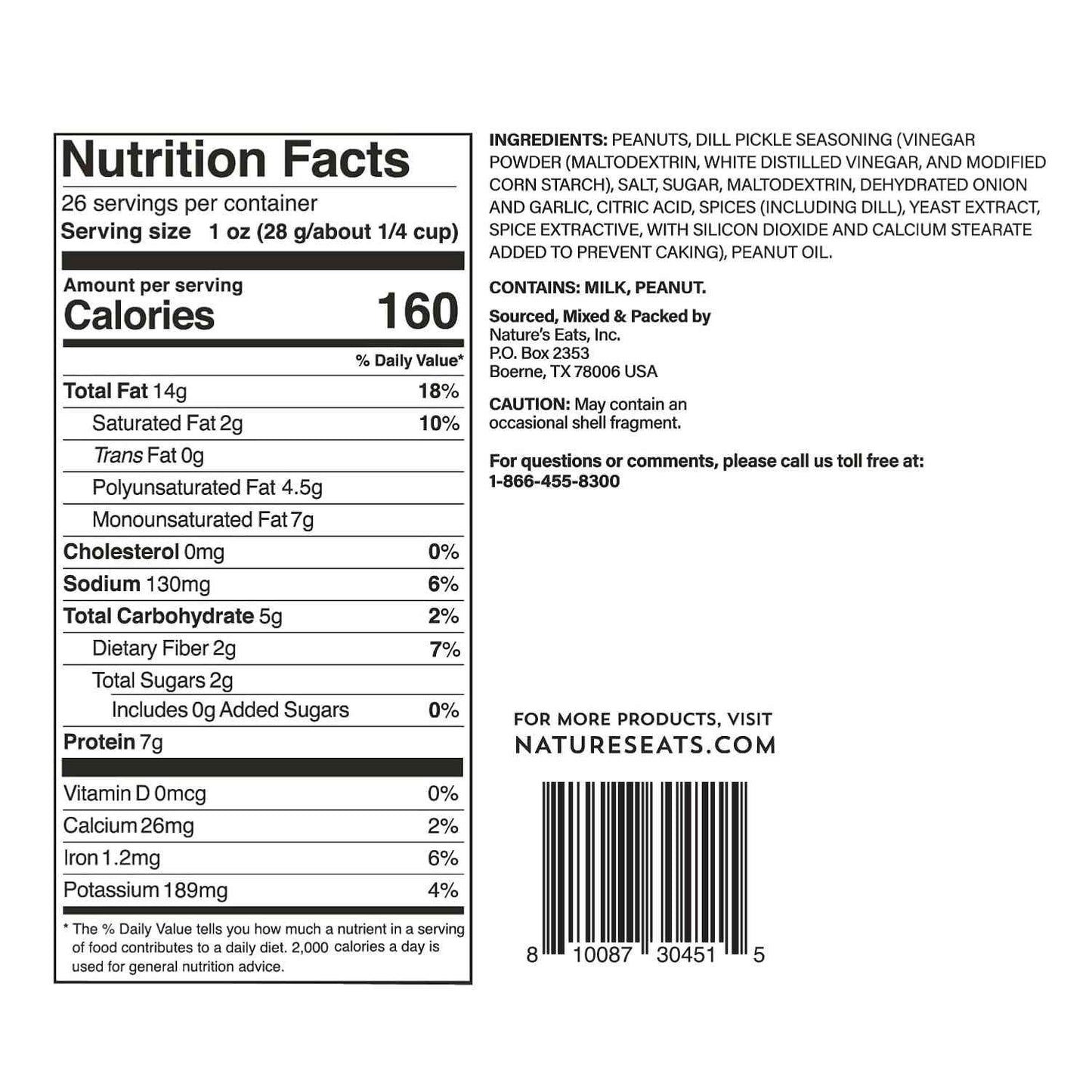 Nature's Eats Dill Pickle Peanuts 26oz – Portable Pantry Snack for Road Trips, Picnics, and Outdoor Gatherings