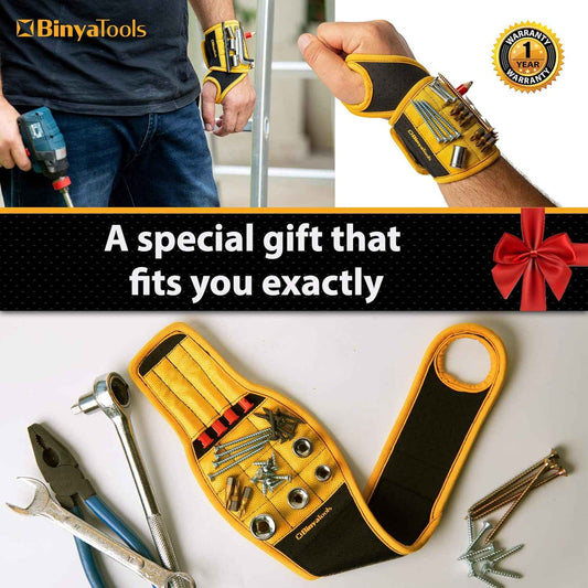 BINYATOOLS Magnetic Wristband – Unique Christmas Stocking Stuffer for Men, Handy Tool Gift for Handyman Fathers