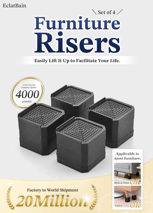 Bed Risers for Back Pain Relief – Ergonomic Lift to Ease Strain During Sleep and Rest