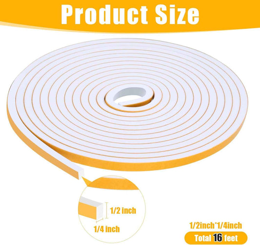 Fowong Weather Stripping Seal – Simple Peel-and-Stick Foam Tape for Clutter-Free Homes, 16ft Neutral Color Insulation