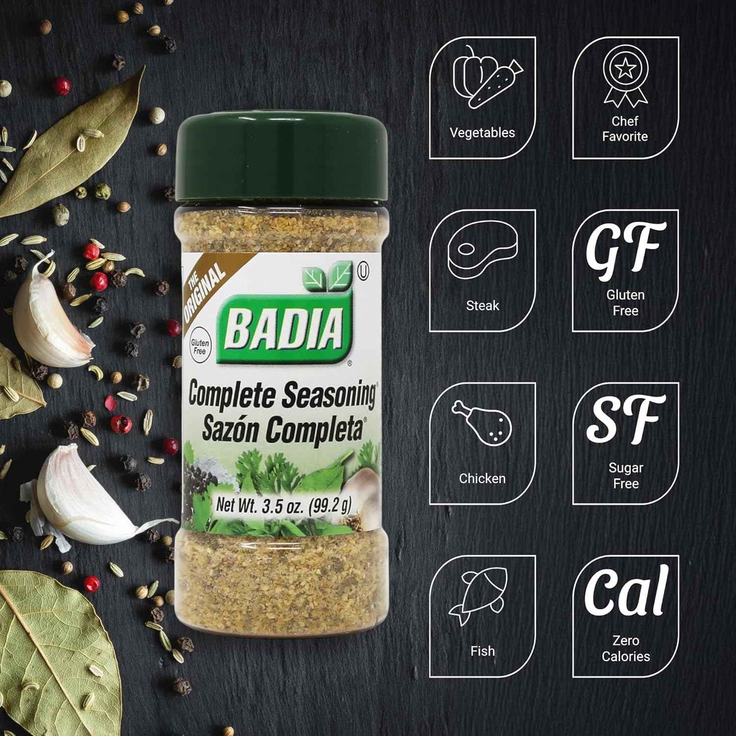 Badia Complete Seasoning, 3.5 oz - Streamlined Spice Cabinet Staple, Clean Flavor for Weeknight Dinners