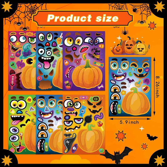 WATINC No-Carve Pumpkin Stickers – Child-Safe Halloween Alternative Eliminating Knife Risk for Family Craft Time