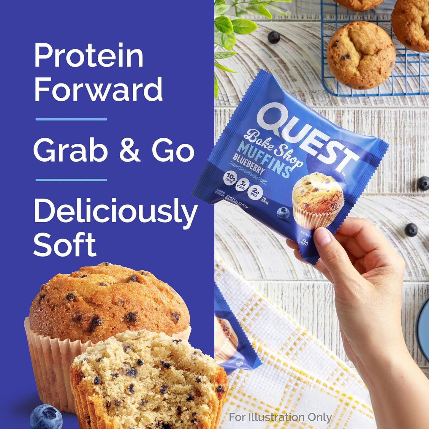 Quest Bake Shop Blueberry Muffins – Clean Macro Snack for a Simple Pantry and Intentional Eating, 4 Count
