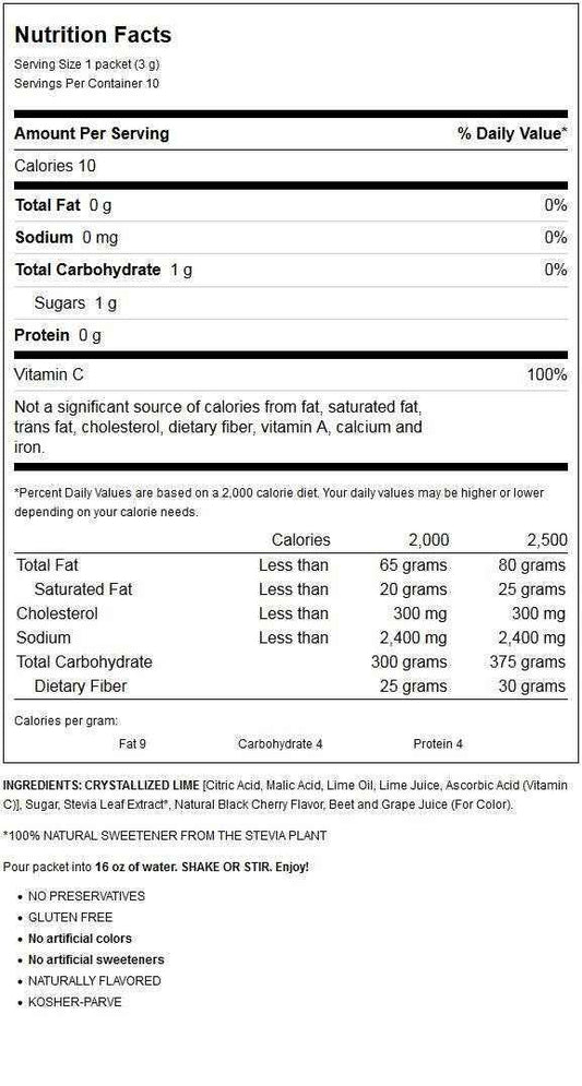 True Lime Black Cherry Limeade Drink Mix – Low-Sugar Desk Drink Mix for Home Office Focus and Afternoon Productivity Boosts