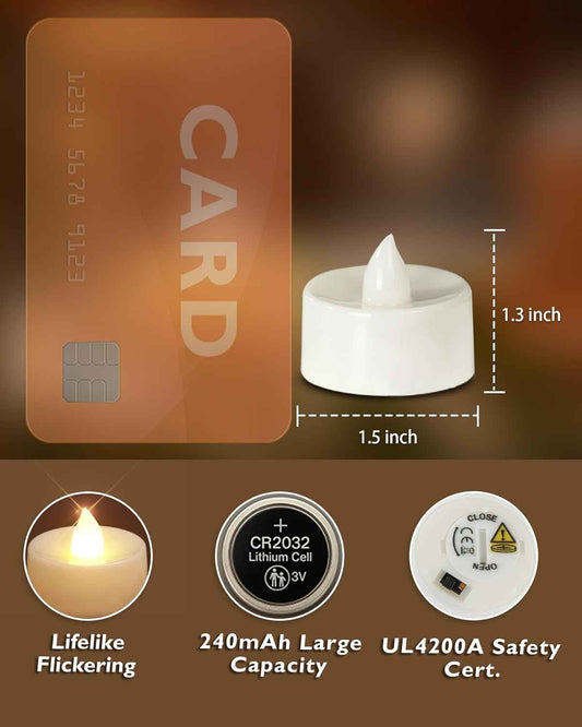 Homemory 24-Pack Flameless LED Tea Lights – Smokeless Flicker Candles for Safe Sleep, Pet-Friendly Homes and Worry-Free Nights