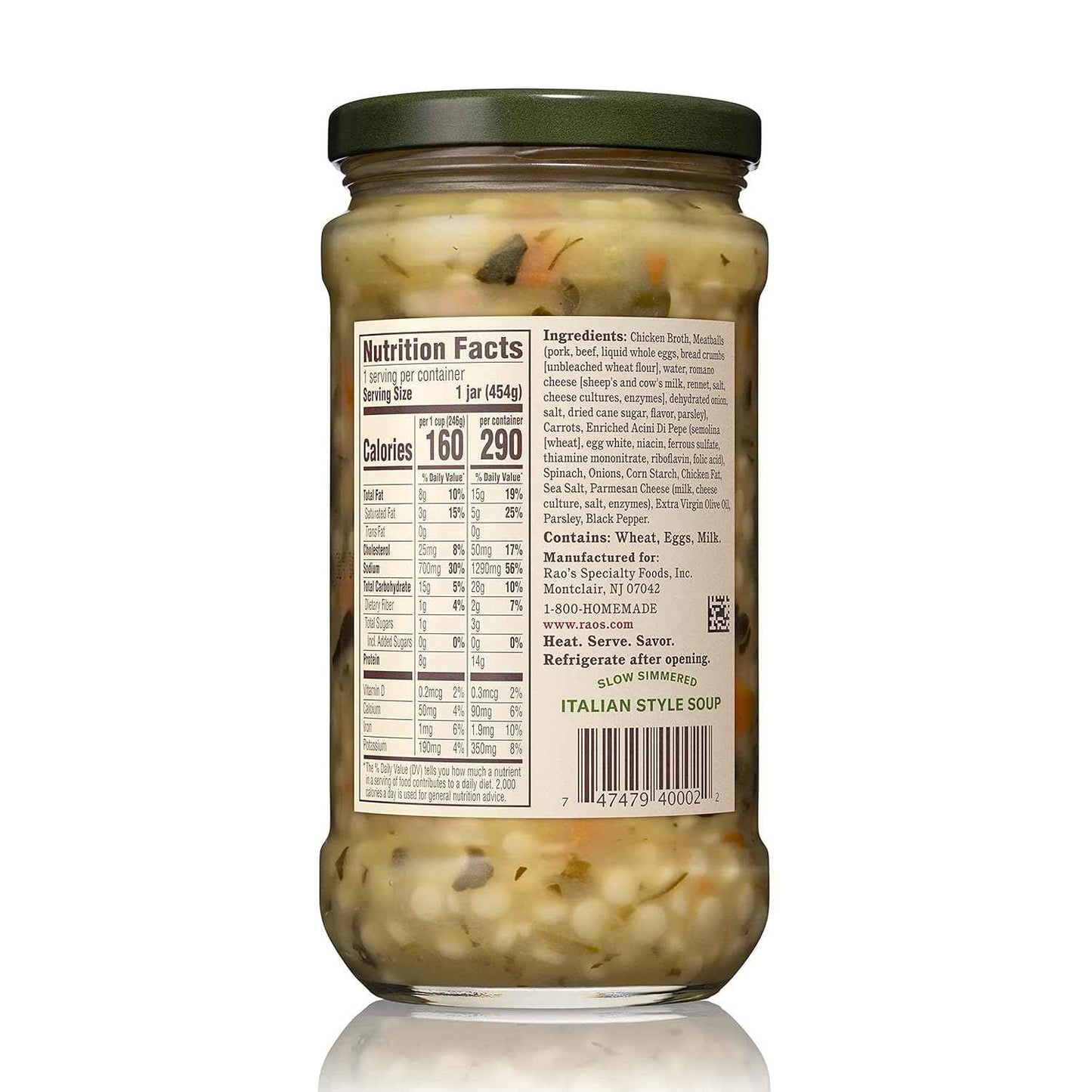 Rao's Made for Home Italian Wedding Soup 16oz – Nourishing Comfort Food for Sick Days and Cold Weather, Heat and Serve